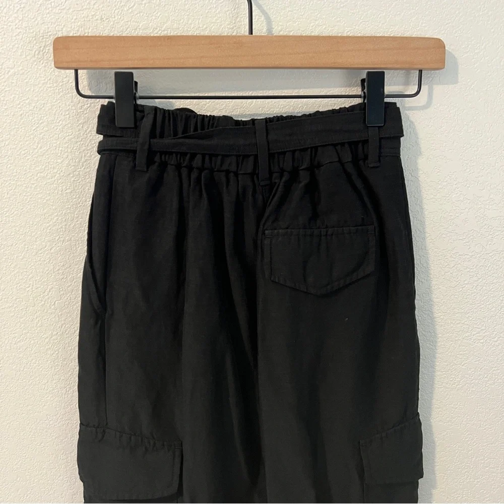 Aritzia Wilfred‎ Kafka Belted Linen Blend Pleated Cargo Pants Black Size 00